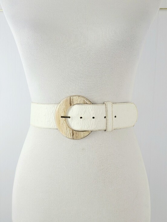Bonwit Teller Textured Ostrich Print Top Grain Cowhide Leather Wide Vintage Belt main image 8